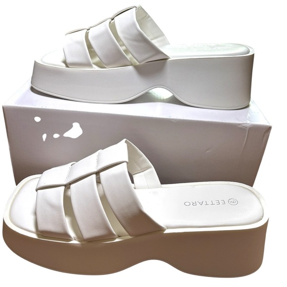 Eettaro White Platform Sandals Size 9 - Picture 6 of 7